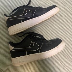 Black and Silver Air Force Ones, size 6.5 Youth (fits 8-8.5 women)